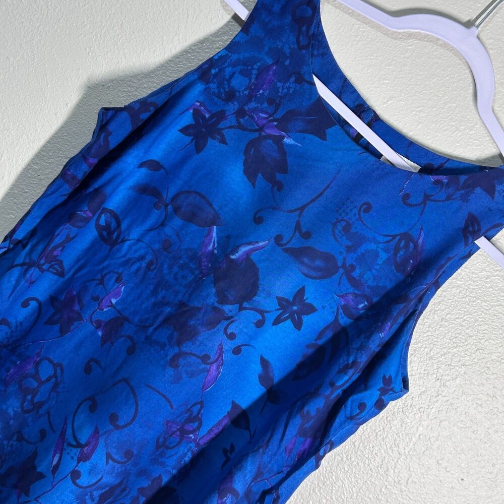 TR Bentley Dress Womens 13 14 Blue Floral Sleeveless Midi Vintage Inspired Cotta